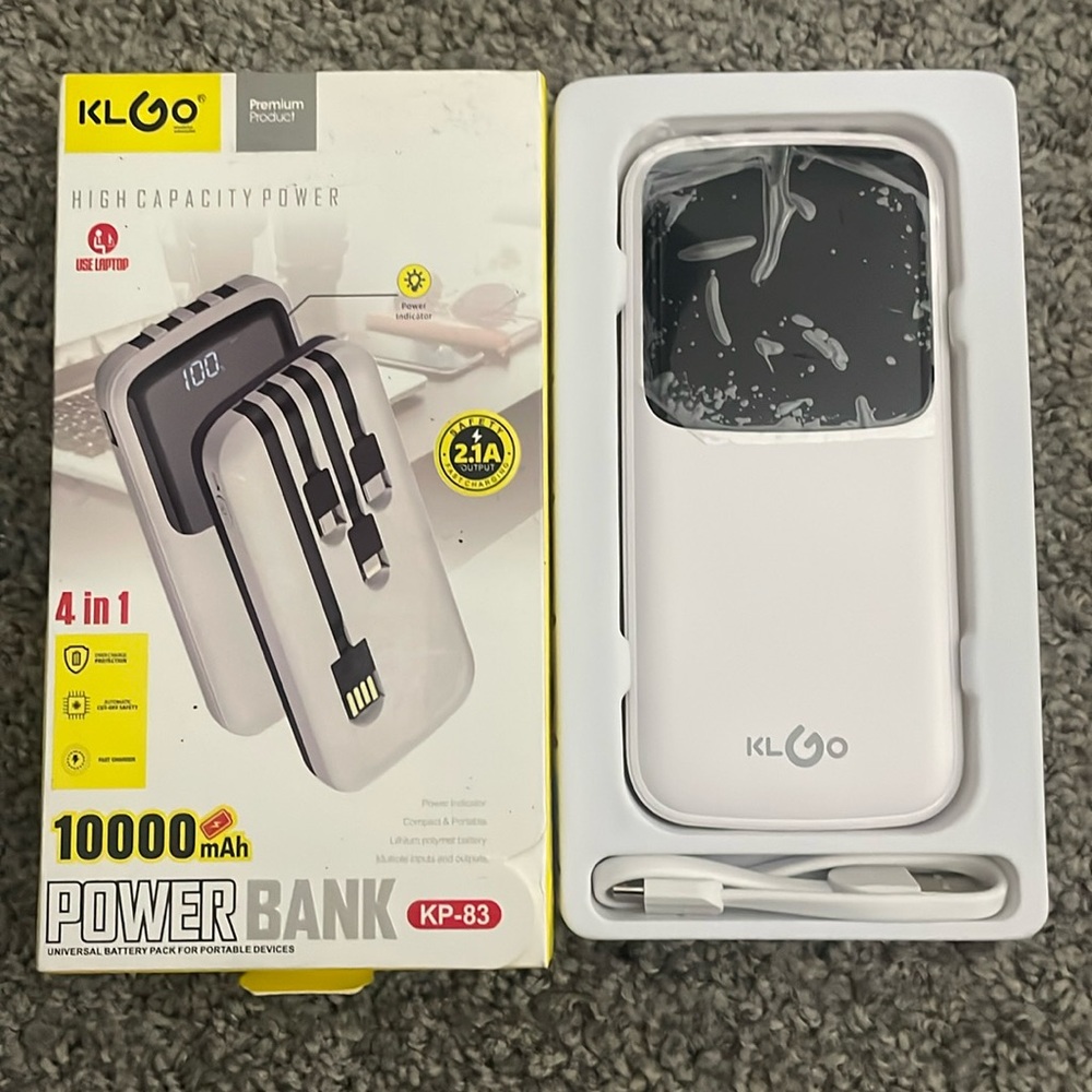 High Capacity Power 4 in 1 portable charger.